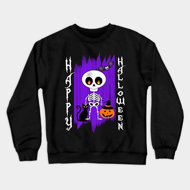 Happy Halloween Little Skeleton Funny Design for Halloween Crewneck Sweatshirt by soccer t-shirts